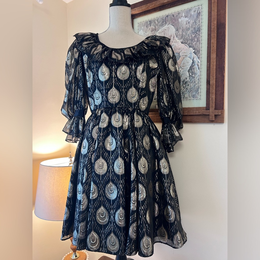 Vintage Art Deco Puff Sleeve Dress - Picture 8 of 11